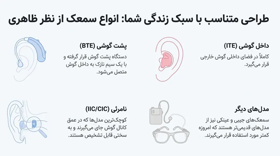 انواع سمعک از نظر ظاهر و طراحی
